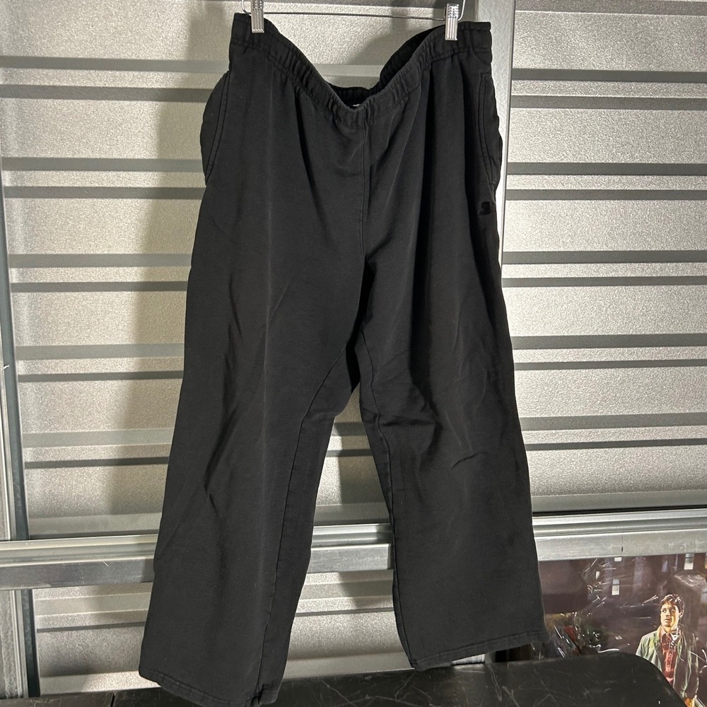 Starter Sweatpants Mens L Black Fleece Joggers Athletic Loungewear Streetwear